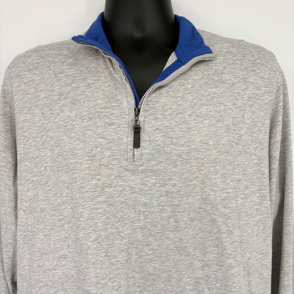J.McLaughlin Mens Quarter‎ Zip Pullover Gray Heathered Cotton Blend Size L
